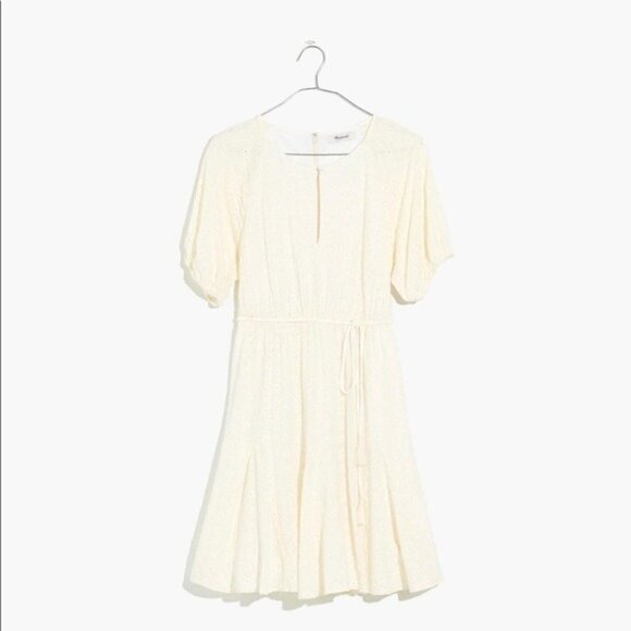 Madewell Eyelet Tassle Tie Cream Dress Sz 10 NWT Peasant Cottage Core Boho - Picture 2 of 12